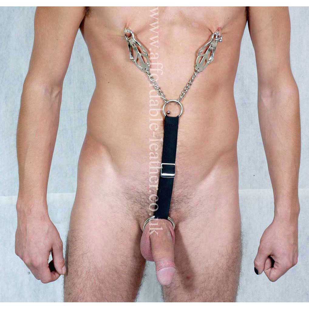 Cock Ring Nipple Clamps For Men With Elastic Buckle Strap Bondage