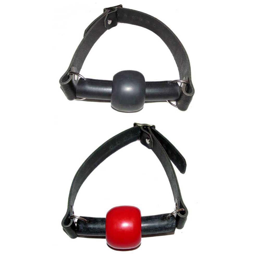 Combined Rubber Ball-Bit Gag Black Red