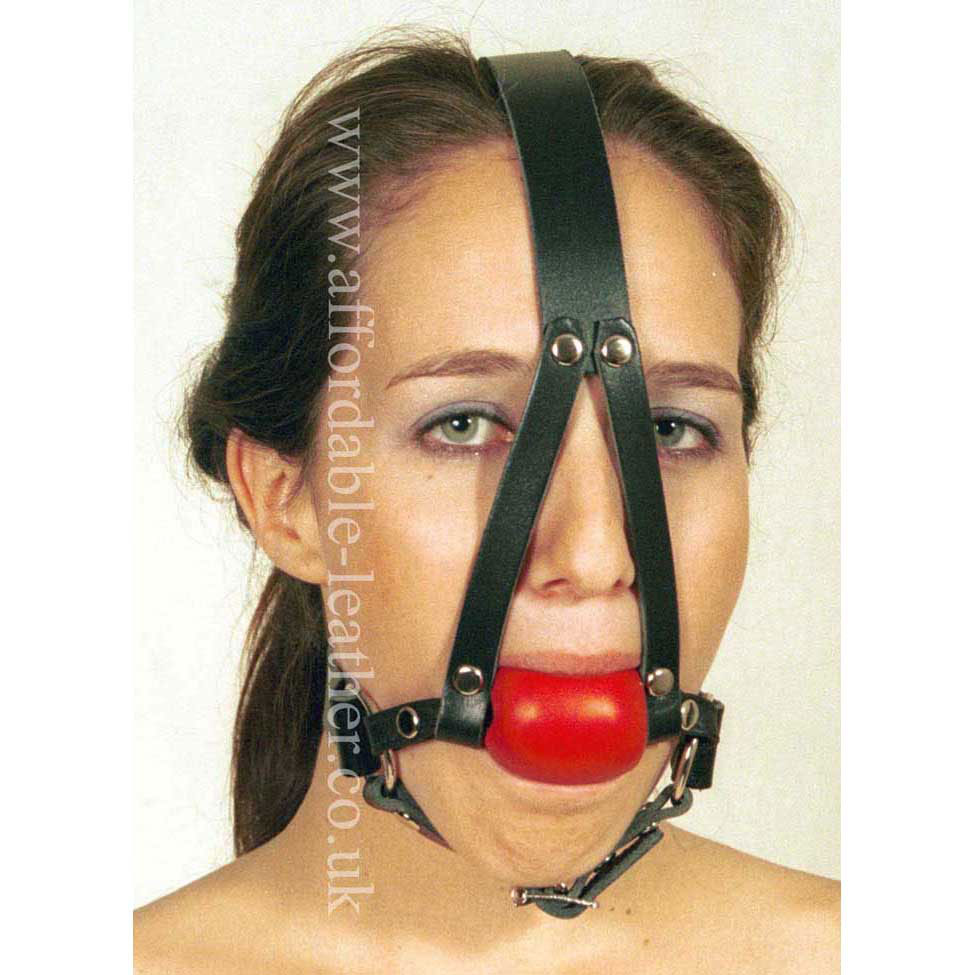 Comfortable Soft Rubber Head Harness Ball Gag in Black or Red